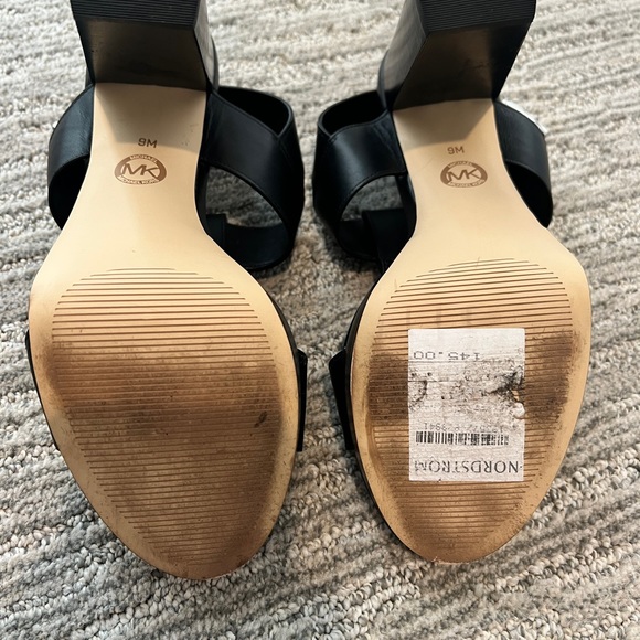 SOLD Michael Kors Becker Block Heel Platform Black Leather Sandal (Women 9) - Picture 5 of 11